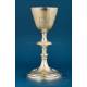 Antique Gilt Silver Chalice with Iconography of Saints and Paten, c. 1900