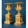 Antique Pair of French Gilded Bronze Vases, 19th Century