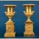 Antique Pair of French Gilded Bronze Vases, 19th Century