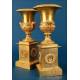 Antique Pair of French Gilded Bronze Vases, 19th Century