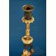 Antique French Gilt and Patinated Bronze Candlesticks, 19th Century