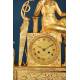 Elegant Antique Gilded Bronze Clock, France ca 1850 - Diana the Huntress