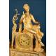 Elegant Antique Gilded Bronze Clock, France ca 1850 - Diana the Huntress