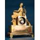 Elegant Antique Gilded Bronze Clock, France ca 1850 - Diana the Huntress