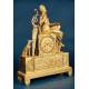 Elegant Antique Gilded Bronze Clock, France ca 1850 - Diana the Huntress