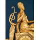 Elegant Antique Gilded Bronze Clock, France ca 1850 - Diana the Huntress