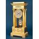 Antique Gilt Bronze Portico Clock with Four Columns. France, 19th Century