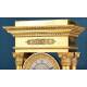 Antique Gilt Bronze Portico Clock with Four Columns. France, 19th Century