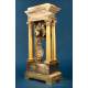 Antique Gilt Bronze Portico Clock with Four Columns. France, 19th Century