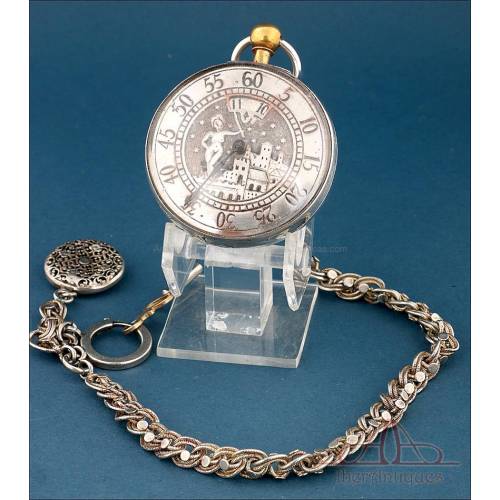 Antiguo y Raro Reloj de Bolsillo Catalino Erótico de Plata, B. Edmunds, Londres 1823