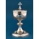 Antique Silver Ciborium with Cherubs and Theological Virtues. Spain, 1930