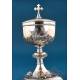 Antique Silver Ciborium with Cherubs and Theological Virtues. Spain, 1930