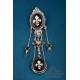 Antique French Leontine or Chatelaine in Silver-Plated Metal and Enamel, France, Circa 1840