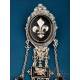 Antique French Leontine or Chatelaine in Silver-Plated Metal and Enamel, France, Circa 1840