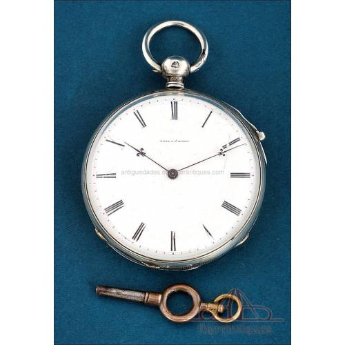 Antique Cylinder Quarter Repeater Silver Pocket Watch, France circa 1860