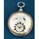 Rare Silver Verge Fusee Pocket Watch with Day and Month Calendar, France, 1820