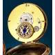 Rare Silver Verge Fusee Pocket Watch with Day and Month Calendar, France, 1820