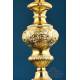 Antique Gilded Gilded Silver Chalice and Paten of Great Height, Paris, France 1819-1838