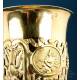 Antique Gilded Gilded Silver Chalice and Paten of Great Height, Paris, France 1819-1838