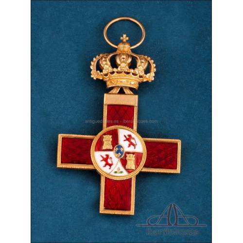 Cruz de Caballero al Mérito Militar Distintivo Rojo. Época Alfonso XIII, España.