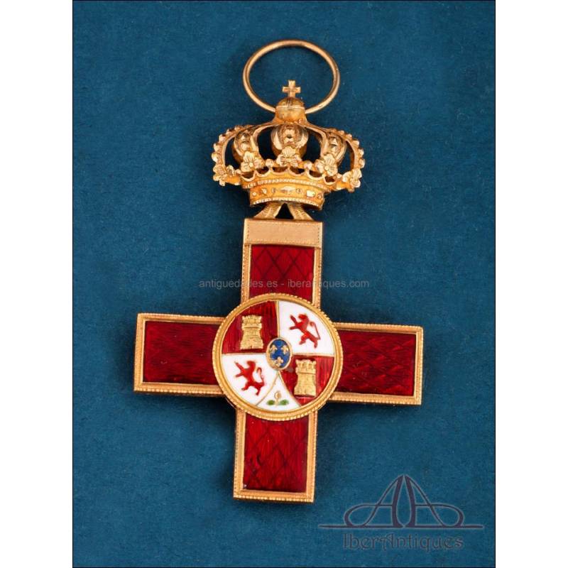 Cruz de Caballero al Mérito Militar Distintivo Rojo. Época Alfonso XIII, España.