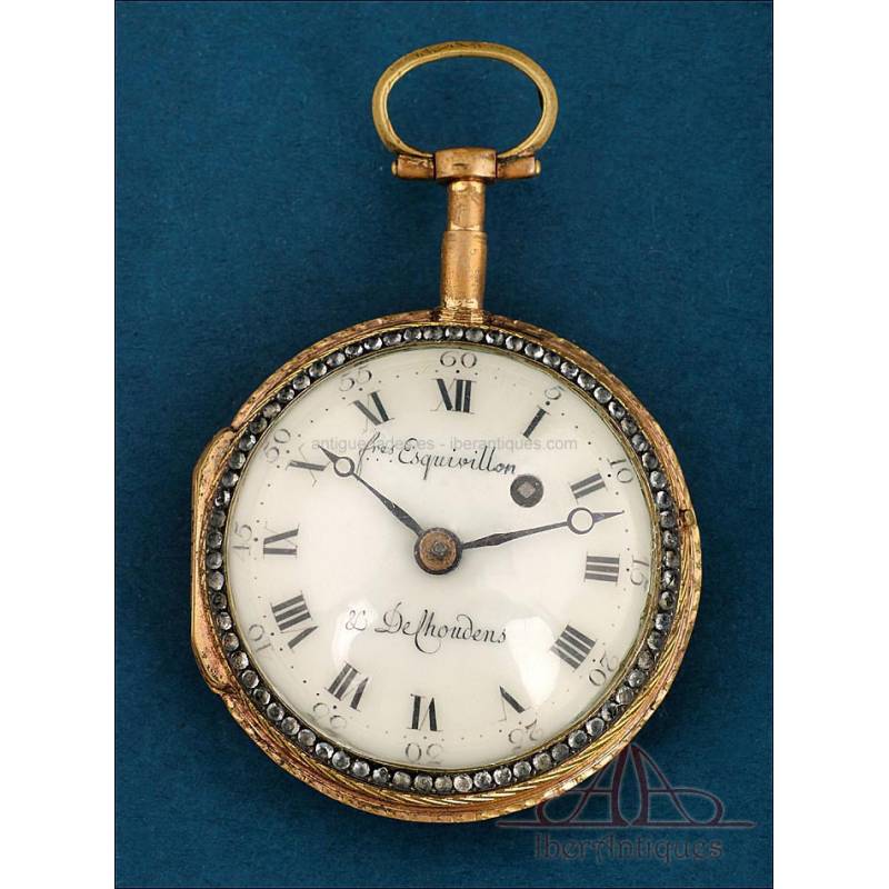 Antique Verge Fusee Pocket Watch Fres. Esquivillon & Delhoudens, France Ca. 1790