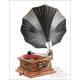 Antique Oak His Master's Voice Gramophone-Phonograph. France, c. 1910