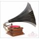 Antique Oak His Master's Voice Gramophone-Phonograph. France, c. 1910