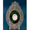 Antique Cameo in Metal-Plated Frame on Green Velvet, 19th Century