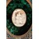 Antique Cameo in Metal-Plated Frame on Green Velvet, 19th Century