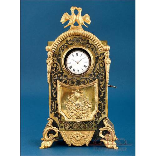 Antique Pocket Watch Stand in Wood and Boulle Marquetry, France, 1800