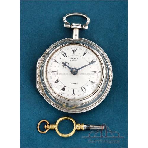 Antiguo Reloj de Bolsillo Otomano de Edward Prior con Caja Doble, Londres 1771