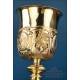 Antique French barroque chalice. Gilt silver. Paris, France, 1819-1838