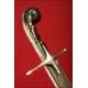 Spectacular Ottoman Kilij in Solid Silver with Gold Inlay. XIX Century