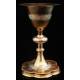 Set of Chalice and Paten in Silver and Gilded Metal. France, XIX Century