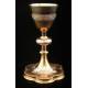 Set of Chalice and Paten in Silver and Gilded Metal. France, XIX Century