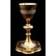 Set of Chalice and Paten in Silver and Gilded Metal. France, XIX Century