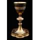 Set of Chalice and Paten in Silver and Gilded Metal. France, XIX Century