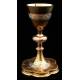 Set of Chalice and Paten in Silver and Gilded Metal. France, XIX Century