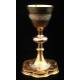 Set of Chalice and Paten in Silver and Gilded Metal. France, XIX Century