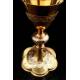 Set of Chalice and Paten in Silver and Gilded Metal. France, XIX Century