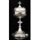 Impressive Solid Silver Eucharistic Ciborium. France, XIX Century