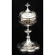 Impressive Solid Silver Eucharistic Ciborium. France, XIX Century