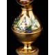 Beautiful Set of Antique Liturgical Vases Decorated with Enamels. XIX Century