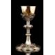 Magnificent Solid Silver Chalice with Precious Stones. France, XIX Century