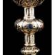 Magnificent Solid Silver Chalice with Precious Stones. France, XIX Century