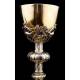 Magnificent Solid Silver Chalice with Precious Stones. France, XIX Century