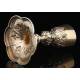 Magnificent Solid Silver Chalice with Precious Stones. France, XIX Century