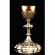 Very Beautiful Solid Silver Chalice with Amethysts on the Base and Contrasts. France, XIX Century