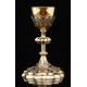 Very Beautiful Solid Silver Chalice with Amethysts on the Base and Contrasts. France, XIX Century